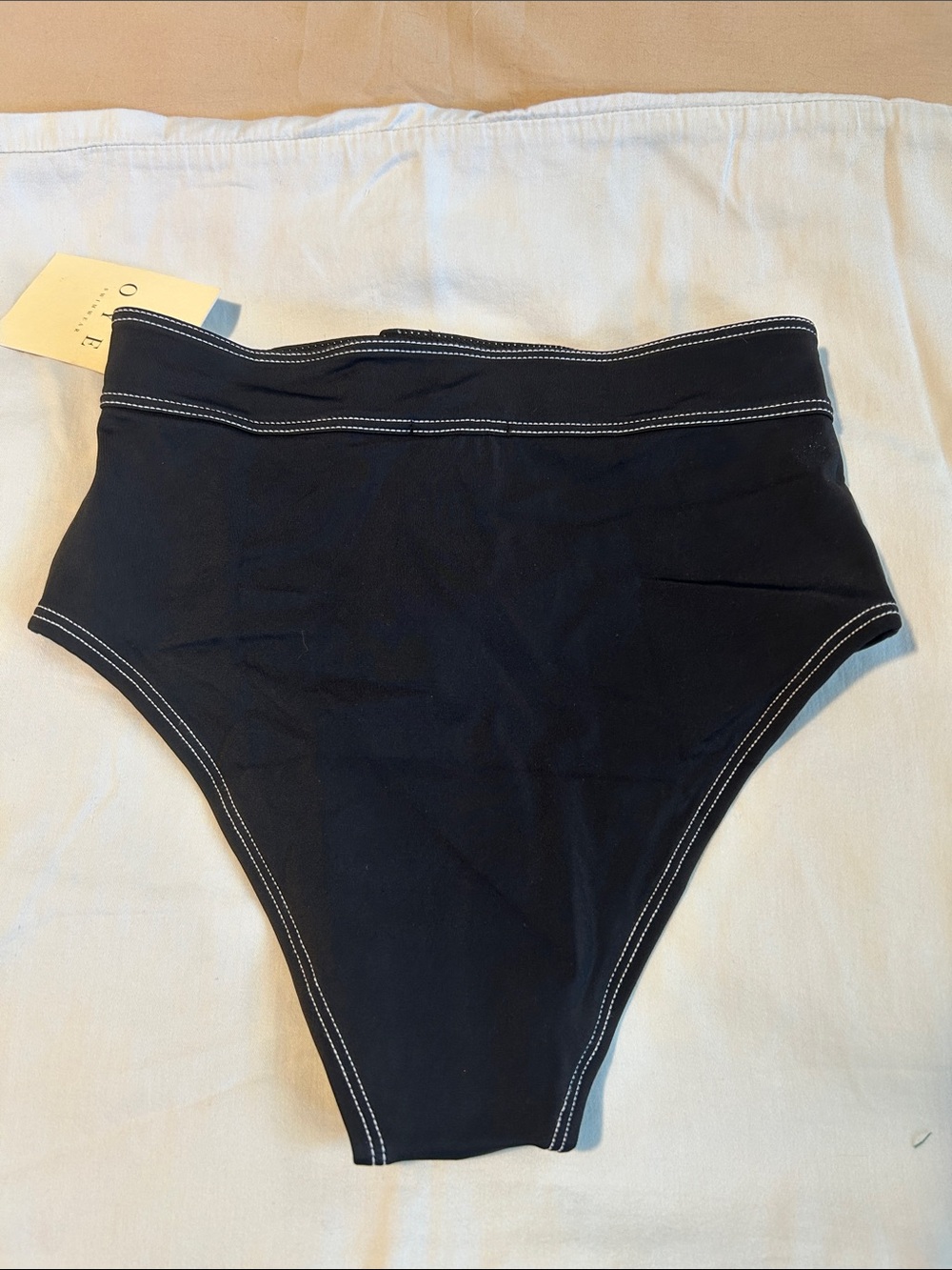 OYE Swimwear Lavinia Bandeau High-Waisted Black Swim Bottoms S NWT - Picture 2 of 8